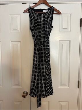 ELLE Black & White Grid Day-to-Night Sheath Dress